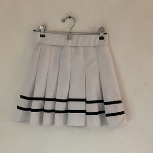 Spirit Halloween Mini Skater Skirt with Black Stripes, Size S, White